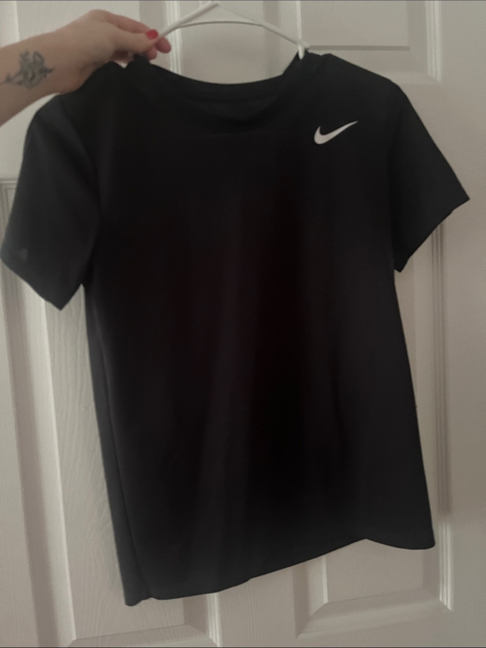 Nike Black Tee with White Swoosh Logo